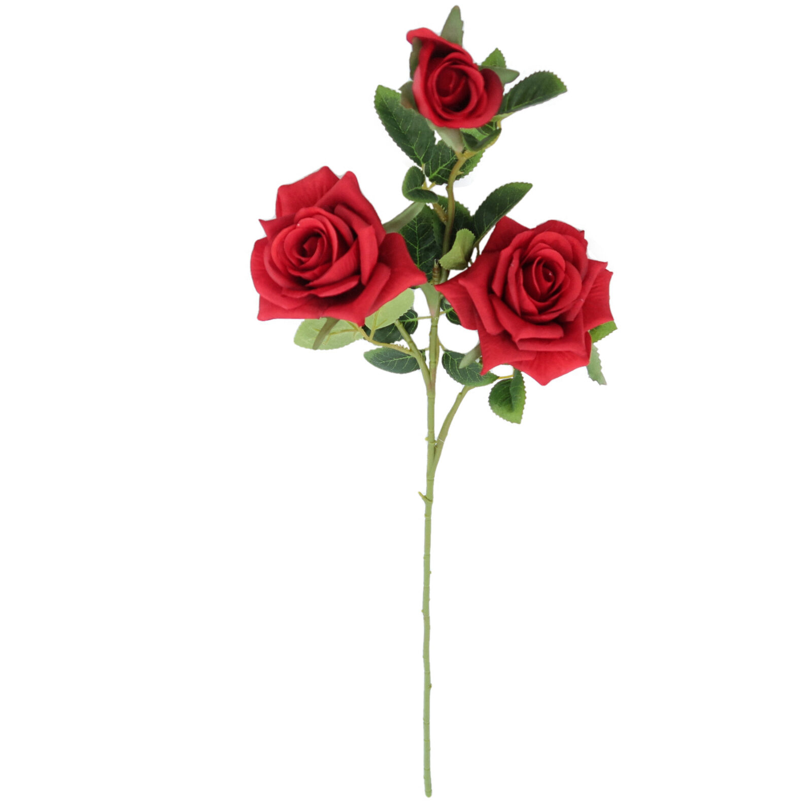 Künstliche Rosenblüten aus Seide mit Knospe am Stiel