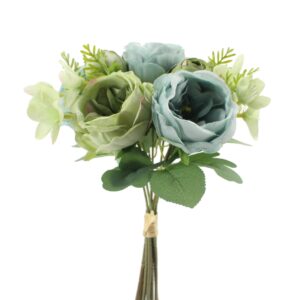 Silk Rose Wedding Bridal Bouquet Green Blue