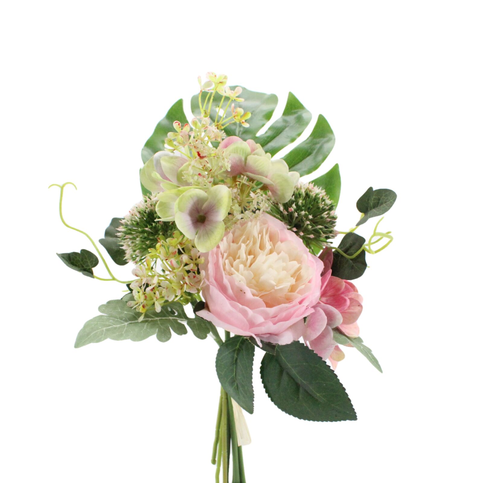 Gemischter Blumenstrauß aus Kunstseide-Rosen und Monstera - Bild 5