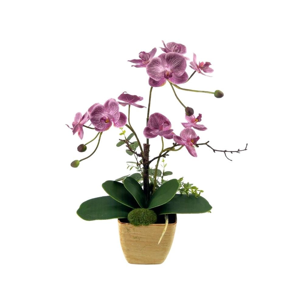 Potted Purple Phalaenopsis Orchid Artificial Flowers Arrangement