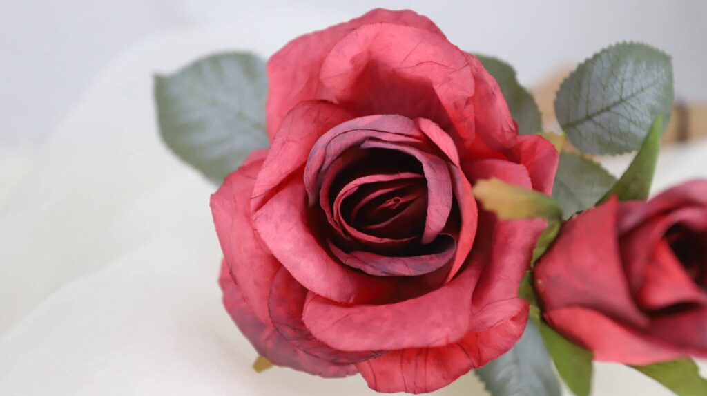 Artificial red rose flower