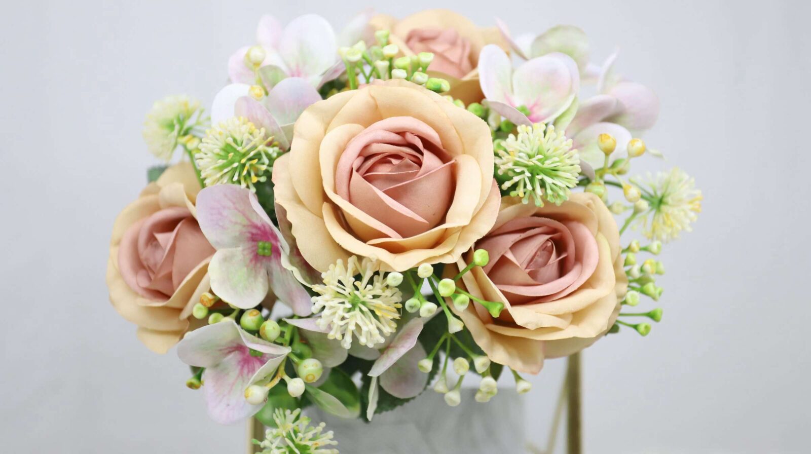 Artificial Rose and Hydrangea Flower Bush - Image 6