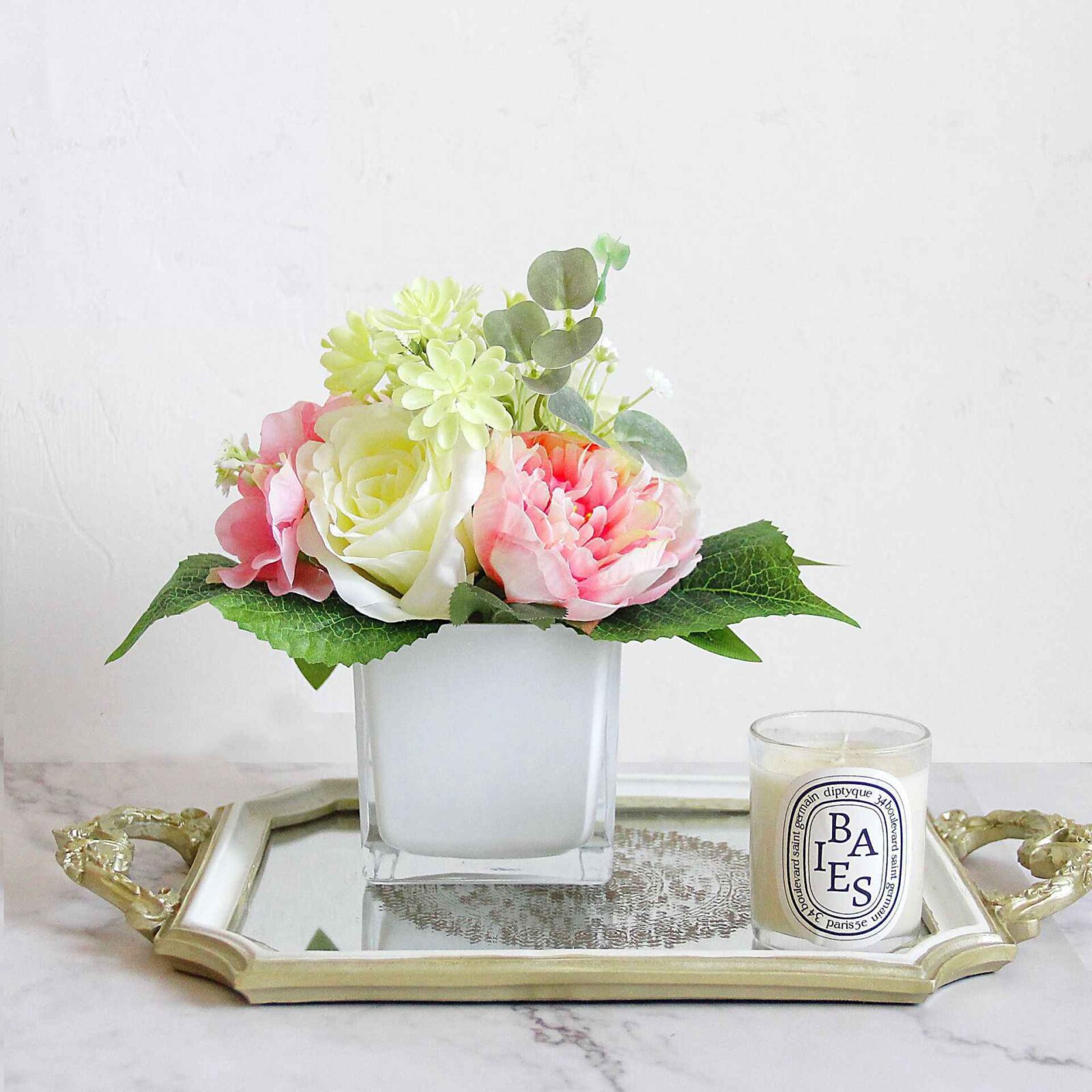 Faux Peony & Rose Bouquet Decor