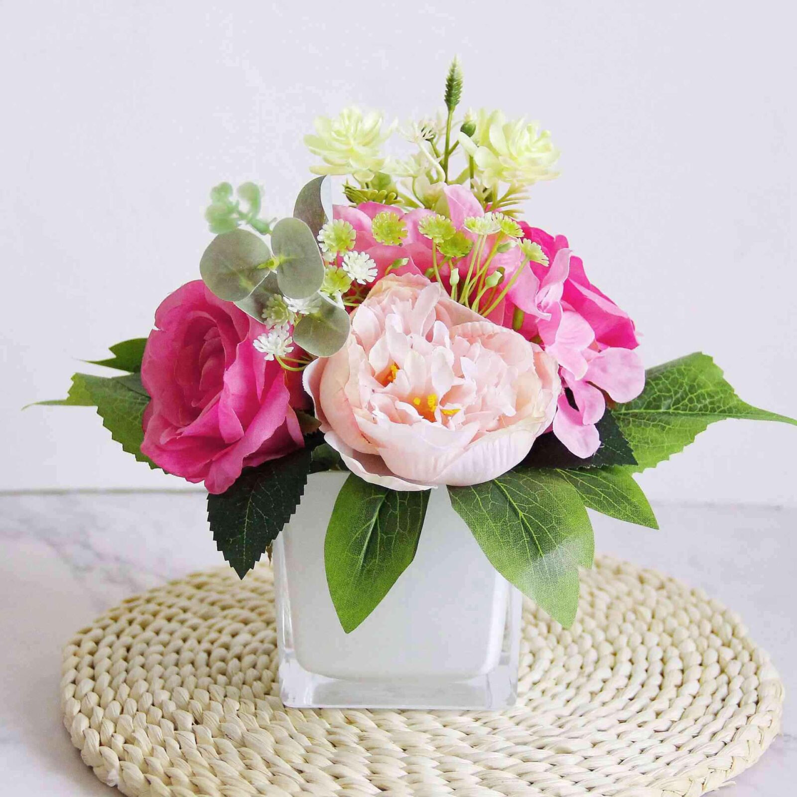 Faux Peony & Rose Bouquet Decor