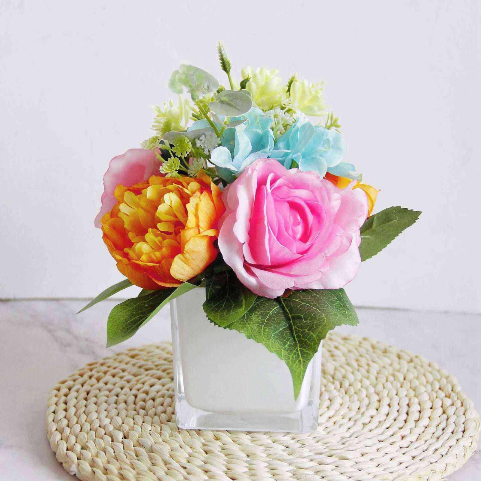 Faux Peony & Rose Bouquet Decor