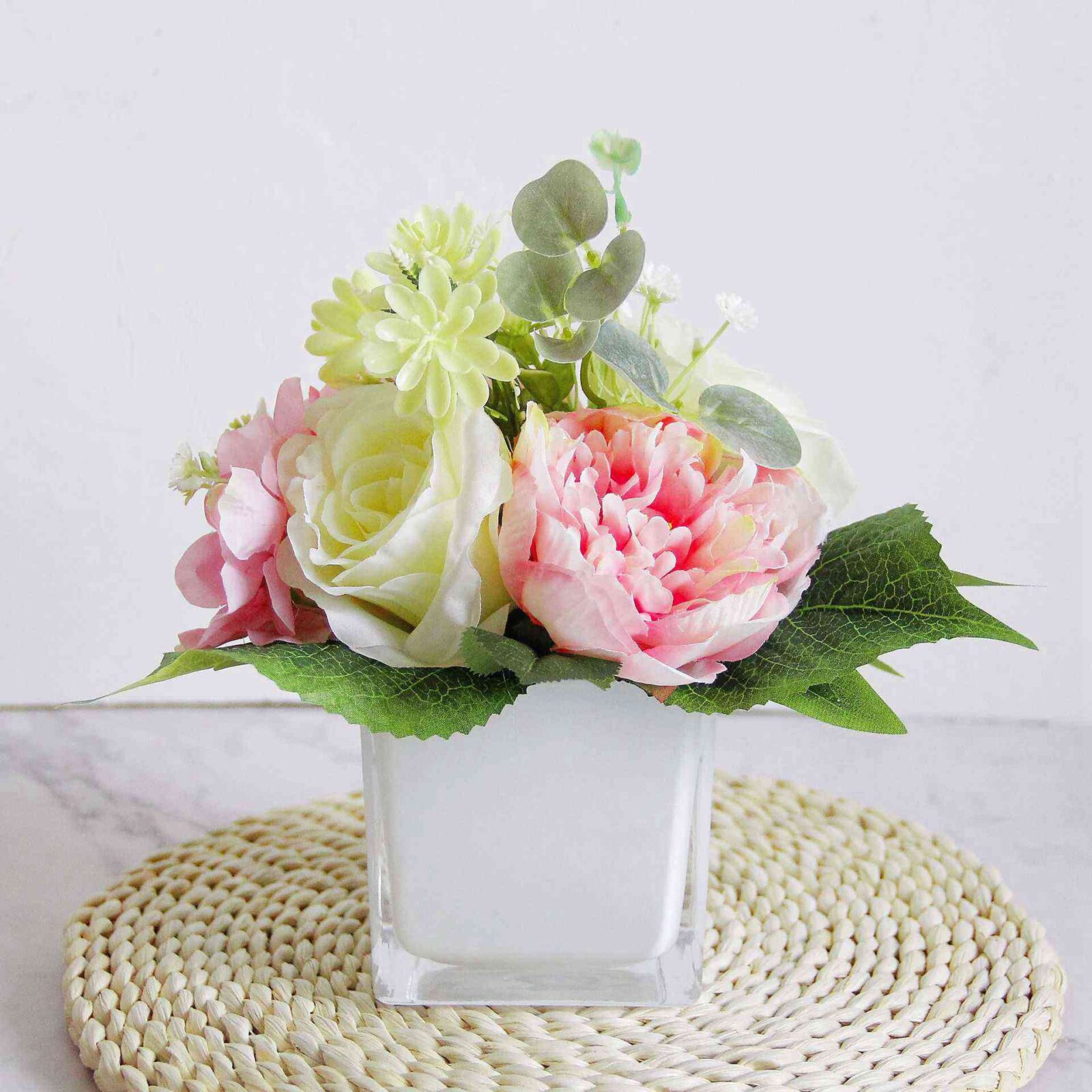 Faux Peony & Rose Bouquet Decor