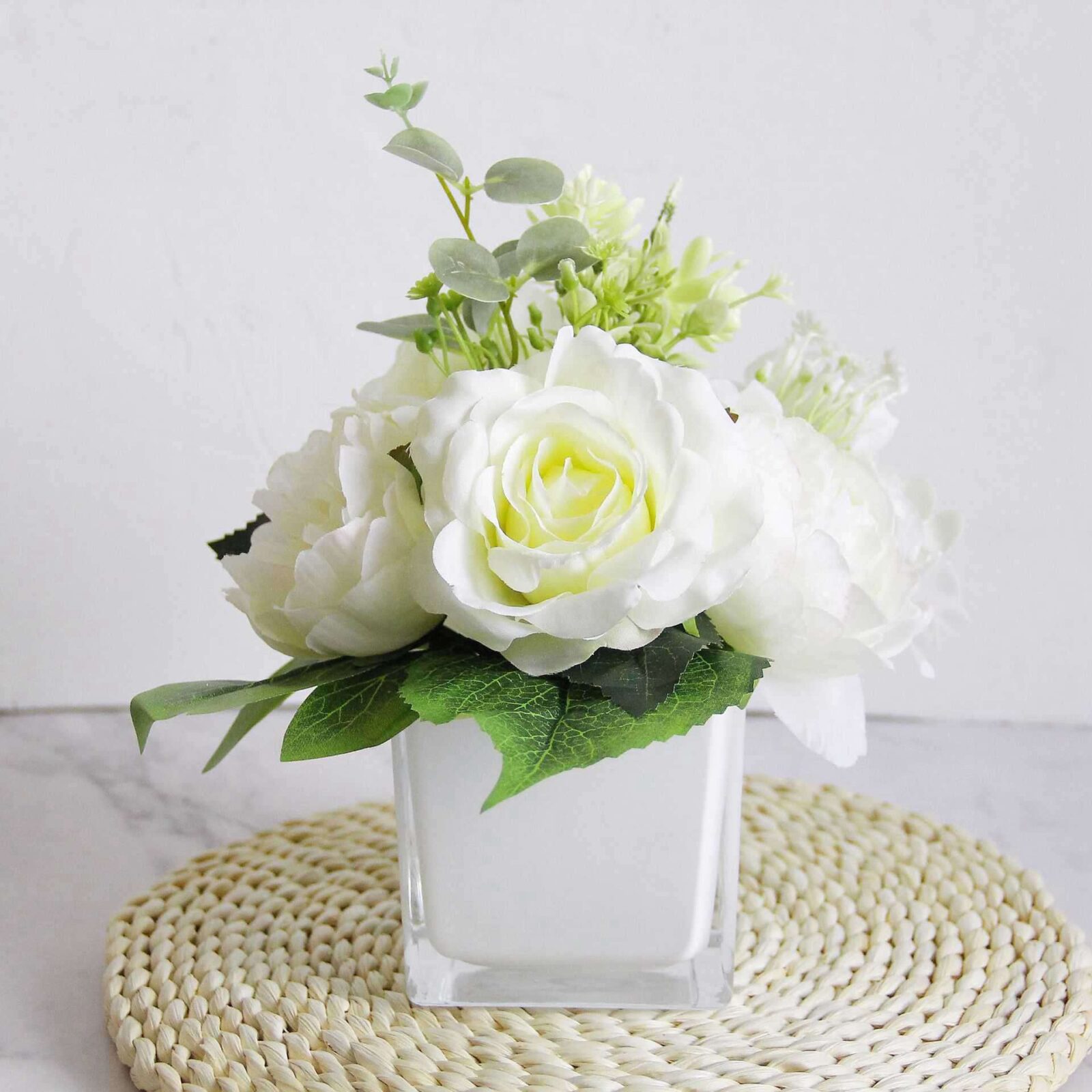 Faux Peony & Rose Bouquet Decor