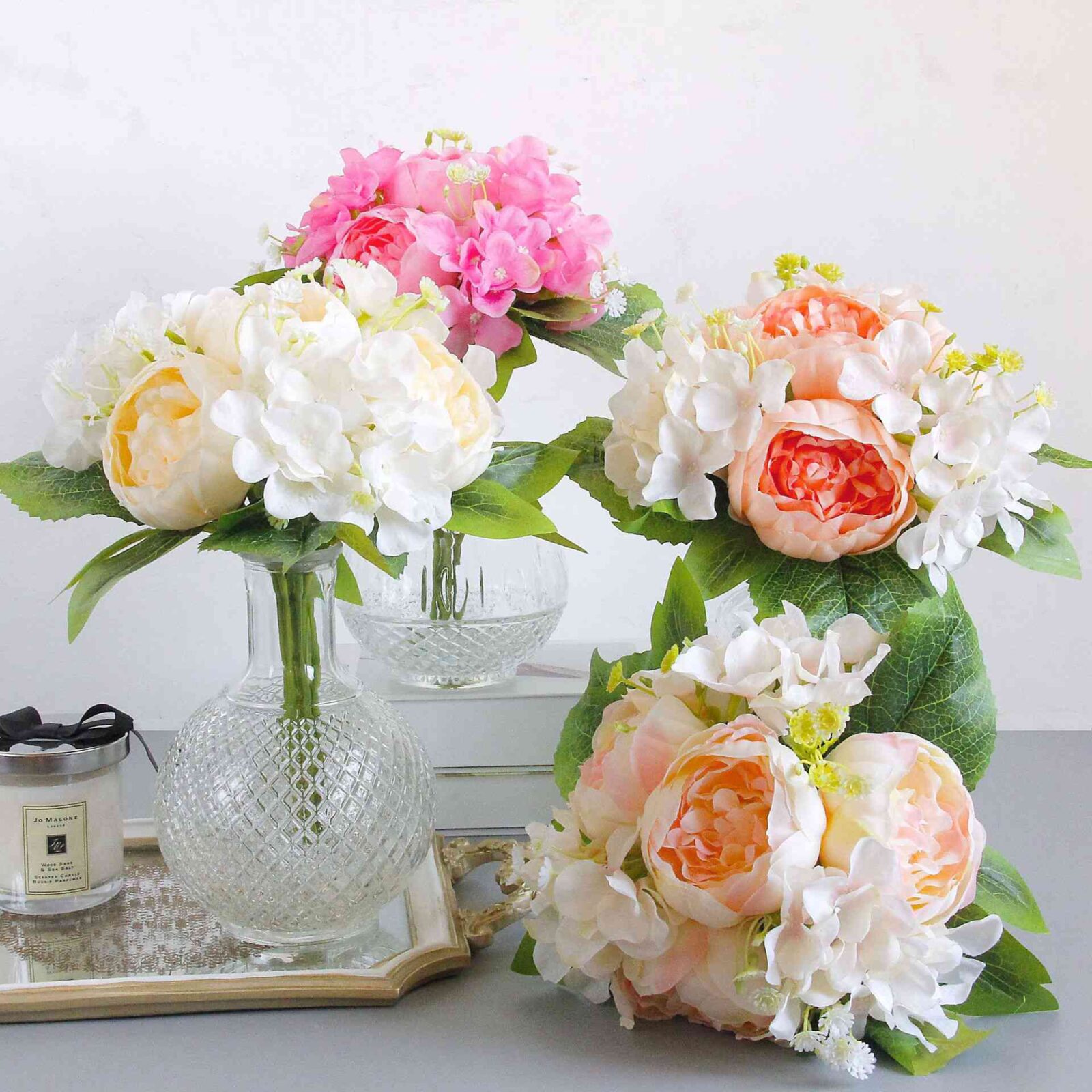 Peony & Hydrangea Silk Bouquet Flowers
