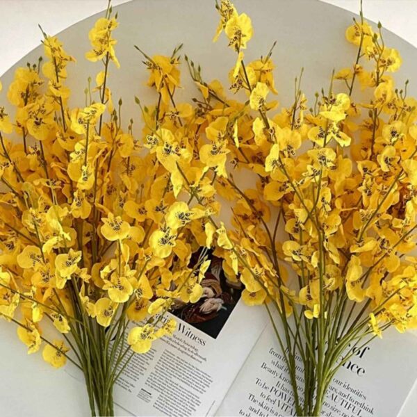 Artificial Flower Branches Yellow Dancing Orchid