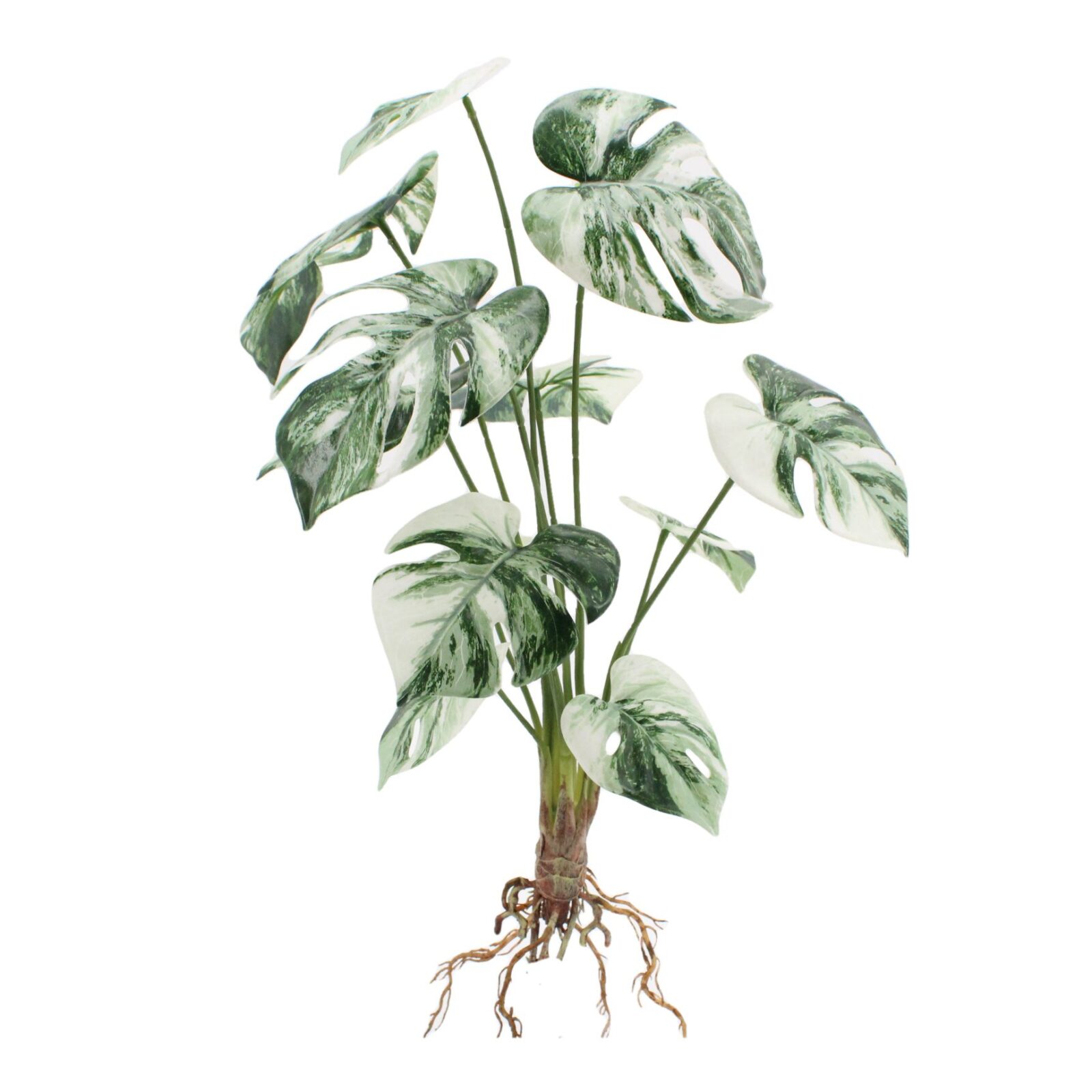 Faux Monstera Leaves Bush in Green/Variegated - Image 3