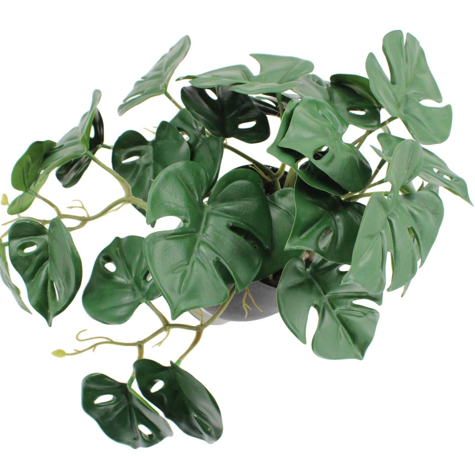 Small Artificial Potted Tropical Monstera Leaves - Image 3