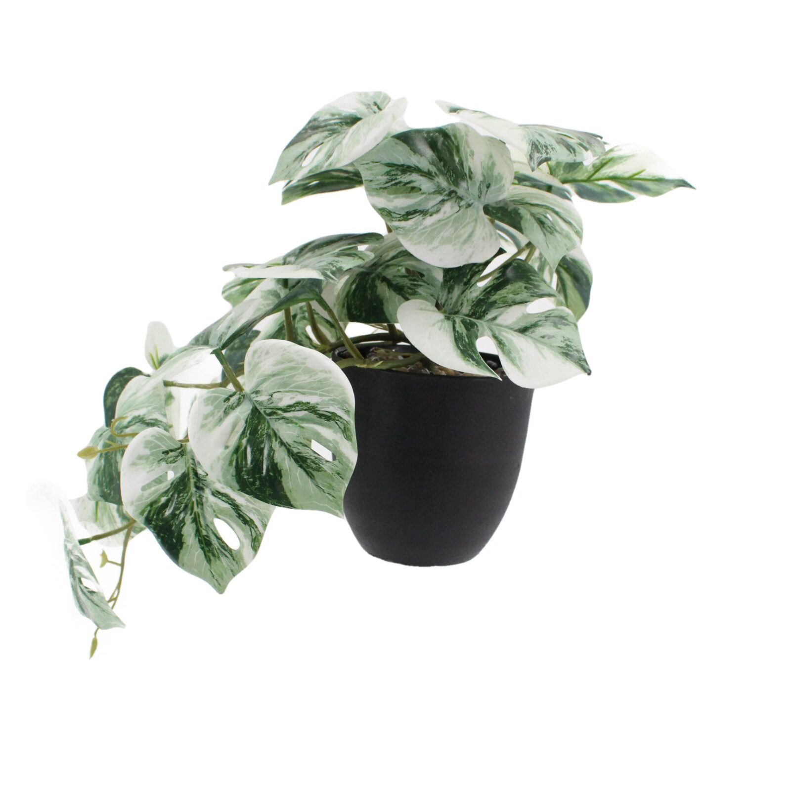 Small Artificial Potted Tropical Monstera Leaves - Image 2