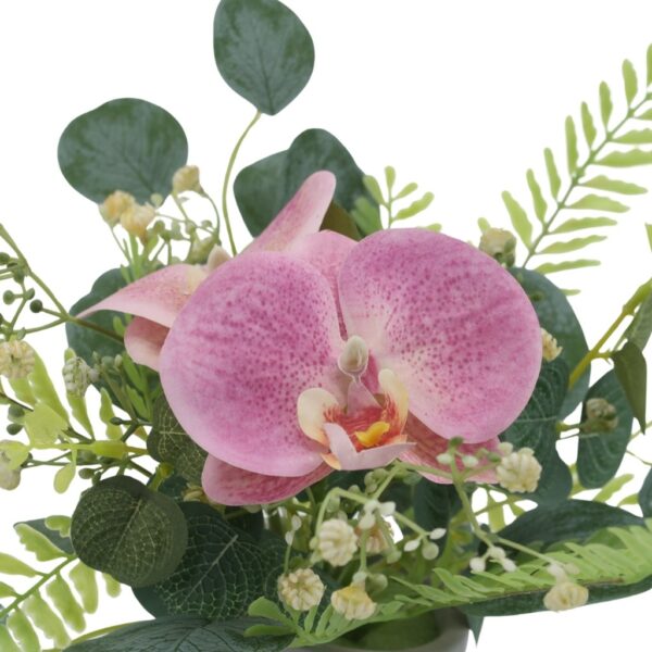 Potted Artificial Orchid Flower Heads with Plants