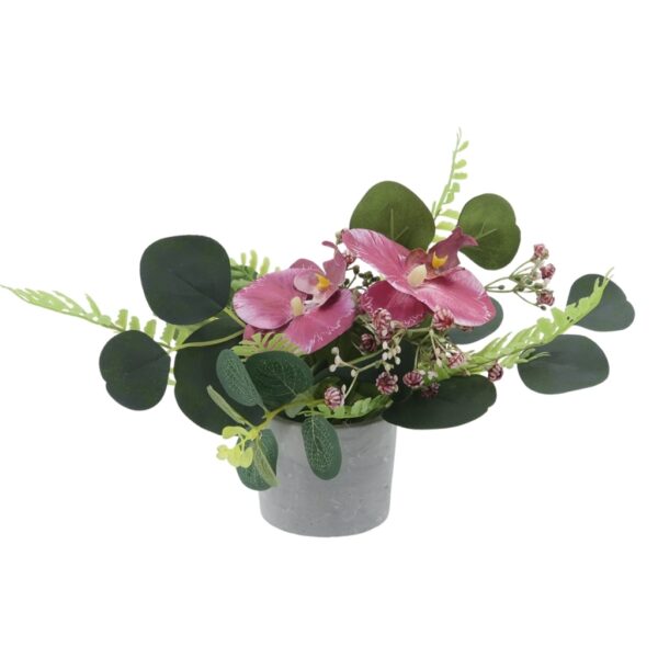 Potted Artificial Orchid Flower Heads with Plants