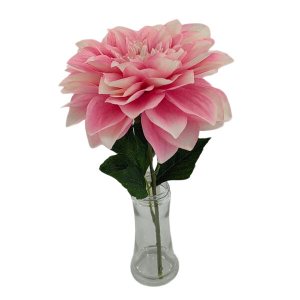 Artificial Dahlia Flowers in Glass Vase