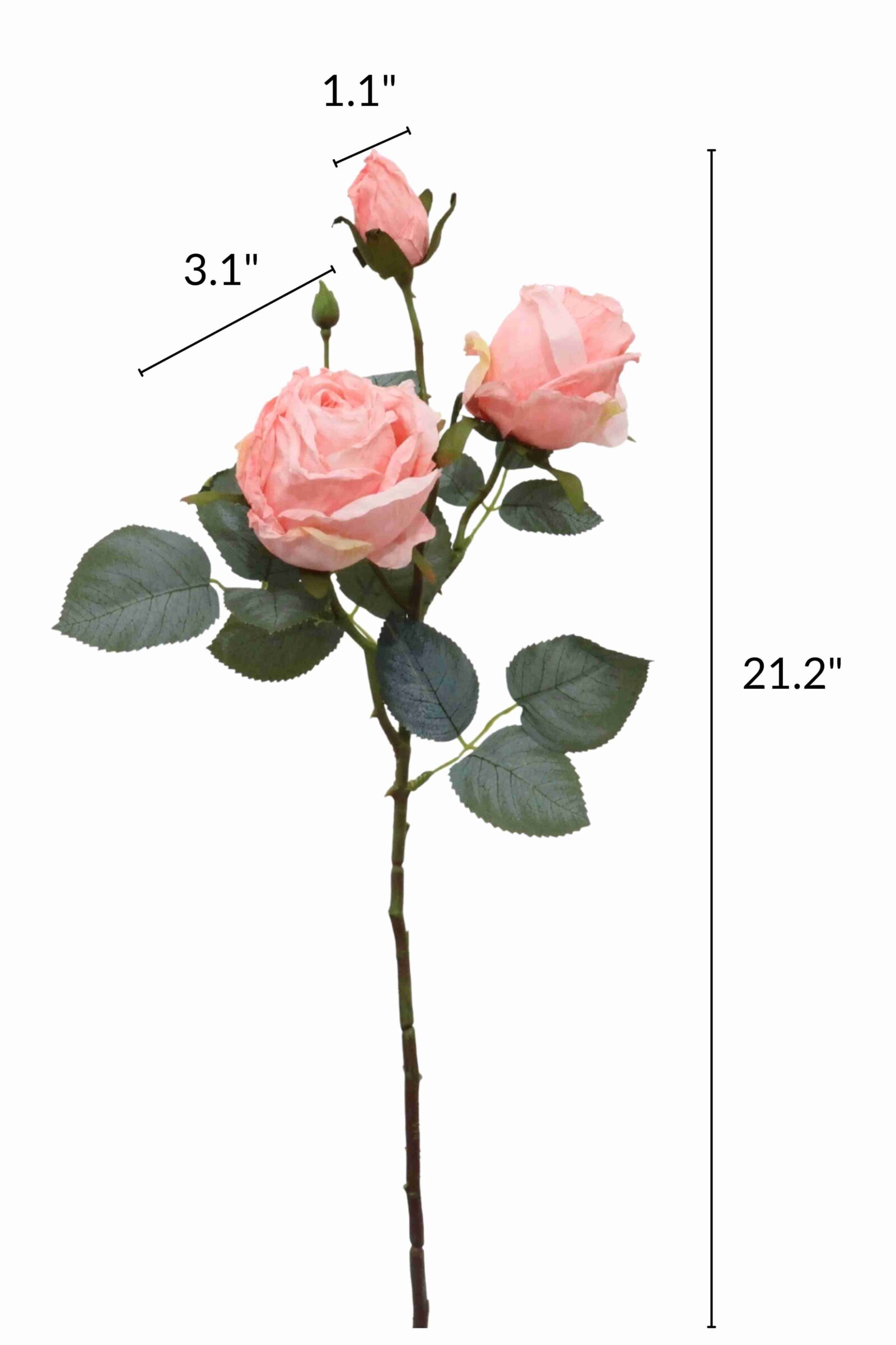 Burnt Edge Silk Artificial Roses with Bud – 21.2" - Image 8