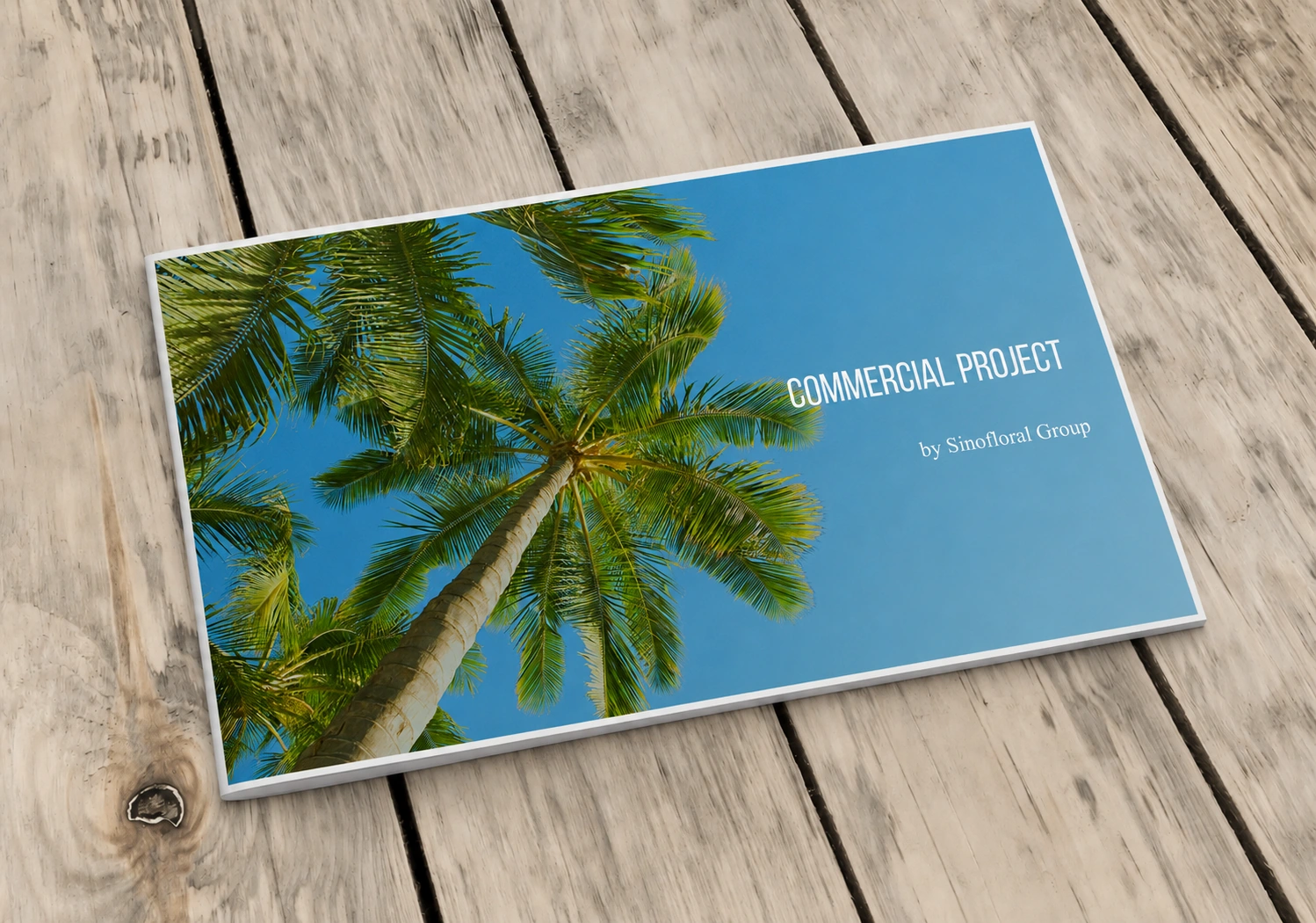 Sinofloral commercial project brochure featuring artificial palm tree installations